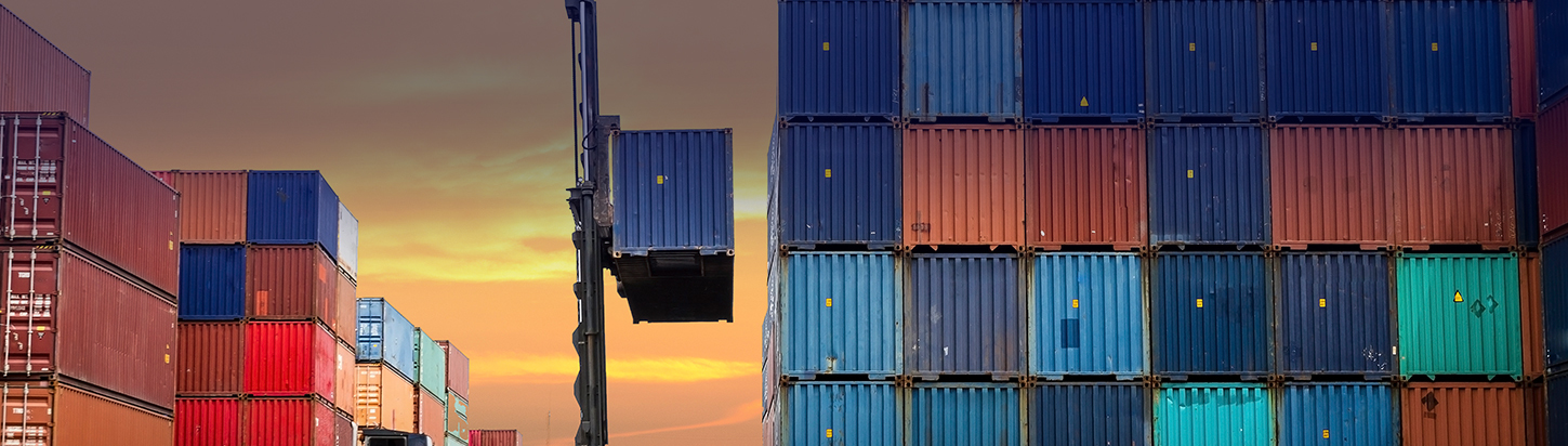 Banner Containers At Dusk